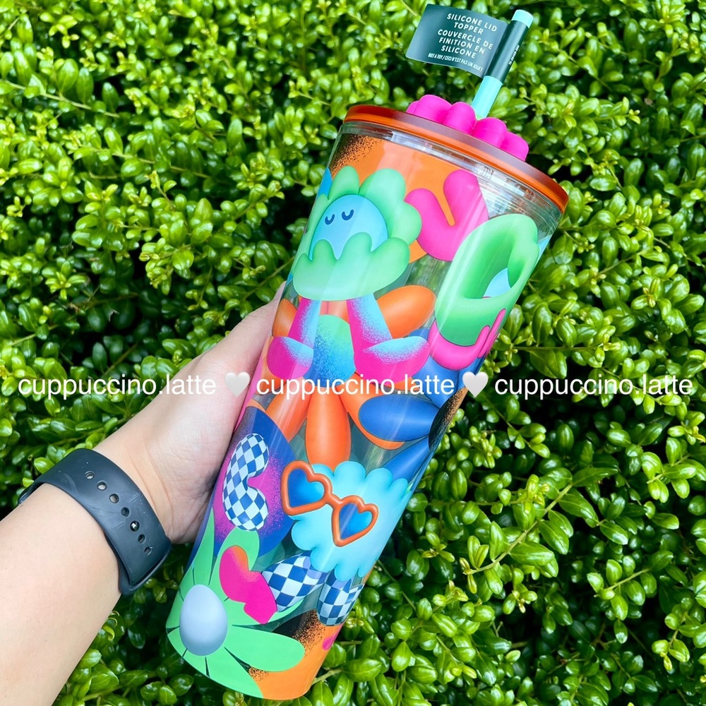 NWT✨Starbucks 2025 Back to School Graphic Tumbler with Silicone Floral Lid Charm - Picture 2 of 9
